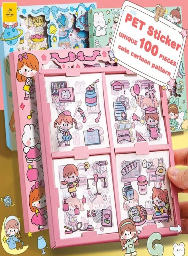 SAMVARDHAN PVC Cartoon Theme Kawaii Stickers -100 Sheets Cute Washi Stickers for Project, Japanese Style Girls Sticker Set, Stationery Item for Girls, DIY Arts and Crafts (STICKER-PUPV1-KBX-2047A) - Image 5